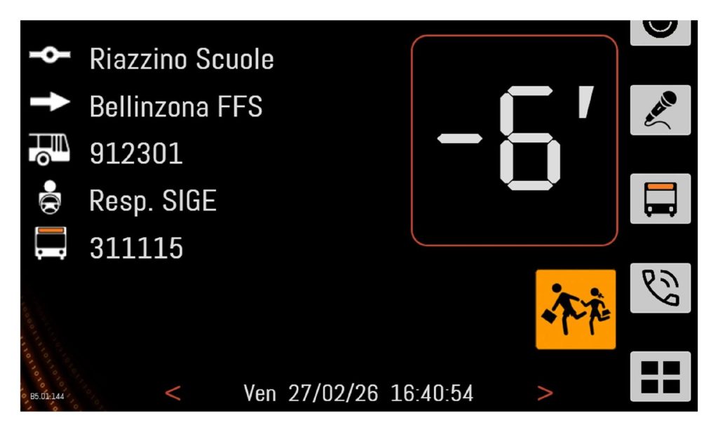 BUS Sapiens – Driver's display, schoolchildren stop reminder