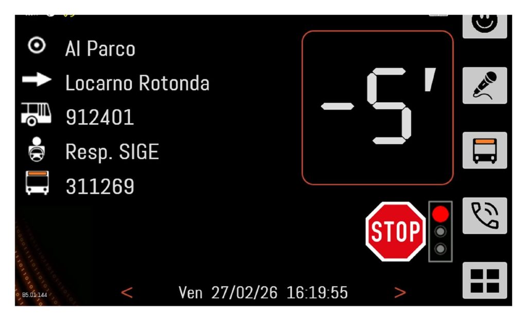 BUS Sapiens – Driver's display, Traffic Guard virtual stop